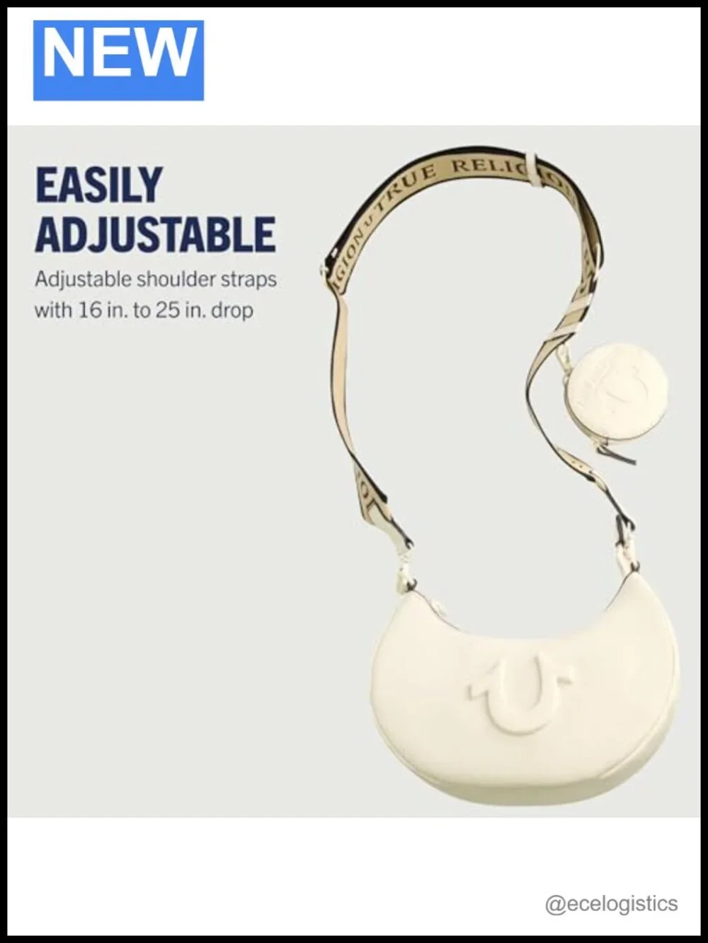 Crescent Hobo Handbag with Adjustable Strap and Horseshoe Logo